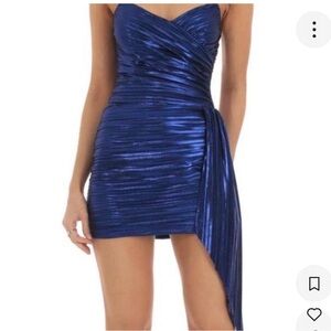 Lucy in the Sky Shimmering Blue Asymmetrical Dress
